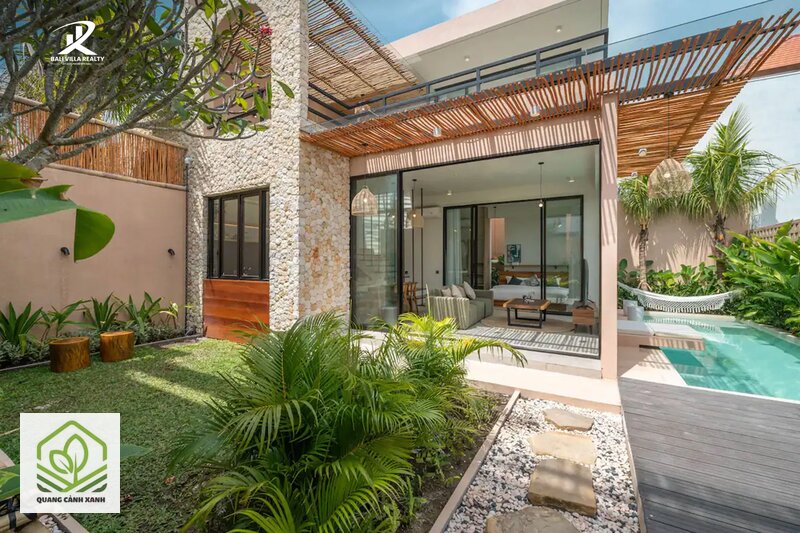 Sân vườn phong cách Bali - Vật liệu thô là gốc Sân vườn phong cách Bali - Vật liệu thô là gốc