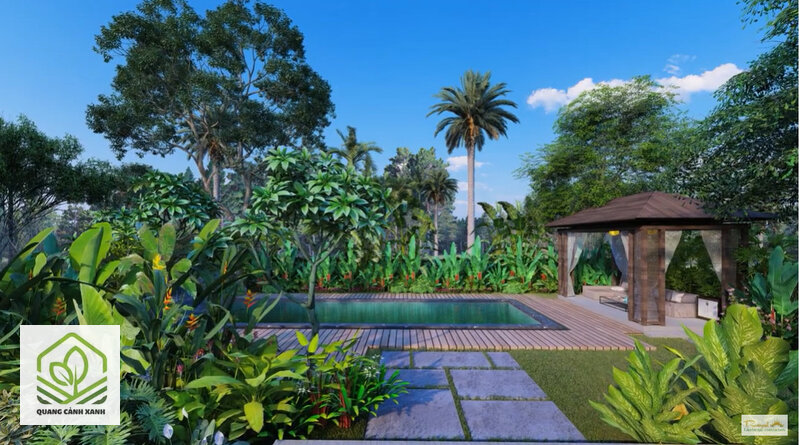 Sân vườn phong cách nhiệt đới - Sân vườn phong cách nhiệt đới hợp khí hậu Việt Nam nhất trong các phong cách