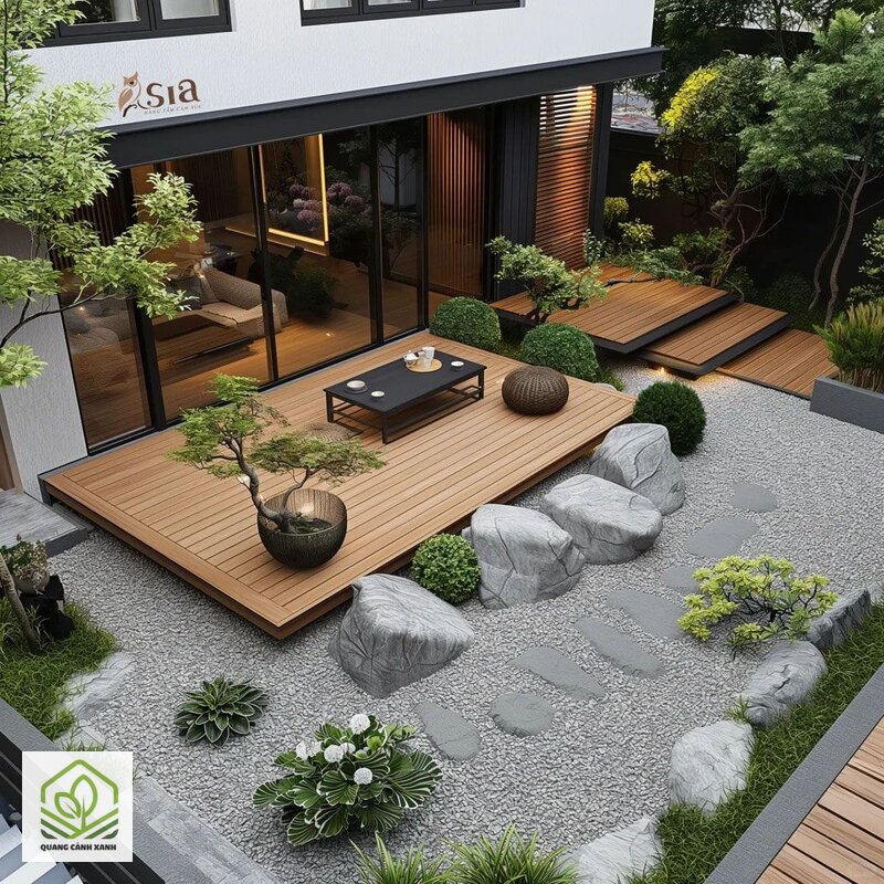 Sân vườn phong cách tối giản - Vật liệu ít loại và lặp lại Sân vườn phong cách tối giản - Vật liệu ít loại và lặp lại