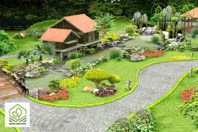 Thiết kế sân vườn Bình Dương - Khu vực có mảng sân lớn cần phân vùng Thiết kế sân vườn Bình Dương - Khu vực có mảng sân lớn cần phân vùng