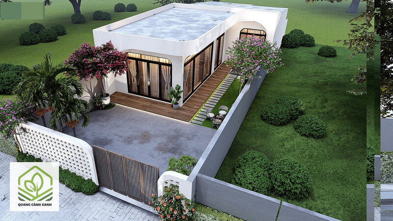 Thiết kế sân vườn nhà cấp 4 - Kết hợp cây cảnh với cây ăn trái và vườn rau