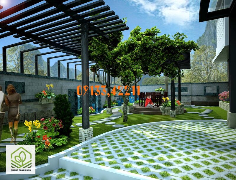 Thiết kế sân vườn Quận 1 - Vườn khe hẹp giữa hai nhà Thiết kế sân vườn Quận 1 - Vườn khe hẹp giữa hai nhà