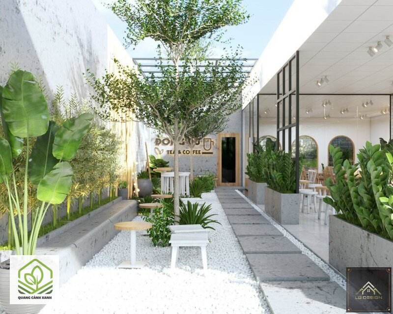 Thiết kế sân vườn quán cafe sân vườn - Nắng gắt và mưa bất chợt là hai bài toán khác nhau Thiết kế sân vườn quán cafe sân vườn - Nắng gắt và mưa bất chợt là hai bài toán khác nhau