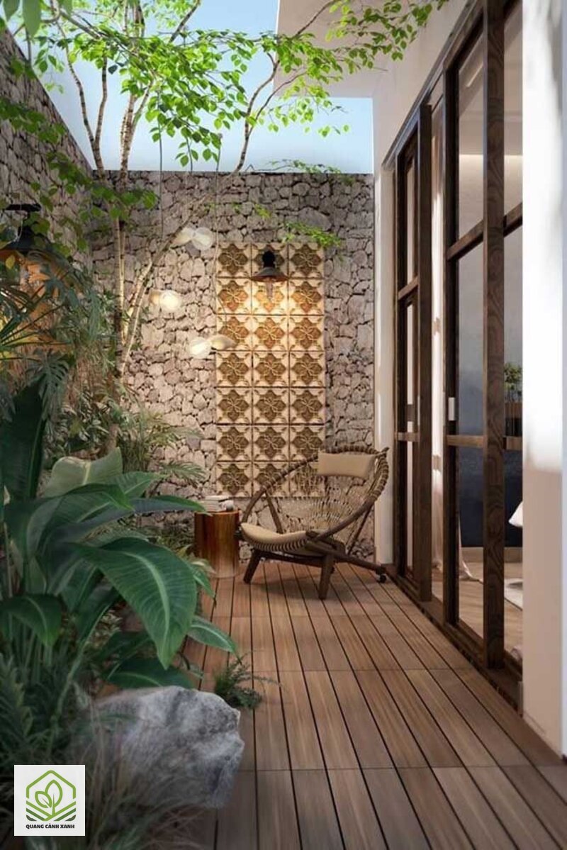 Thiết kế sân vườn sau nhà - Thoát nước kém do là chỗ thấp nhất Thiết kế sân vườn sau nhà - Thoát nước kém do là chỗ thấp nhất