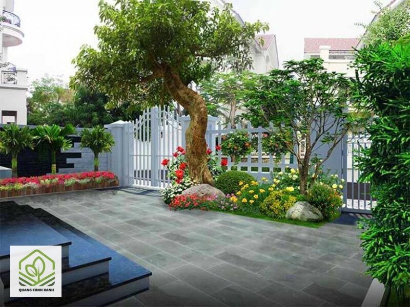 Thiết kế sân vườn trước nhà - Đo phần cứng trước, bằng thước dây