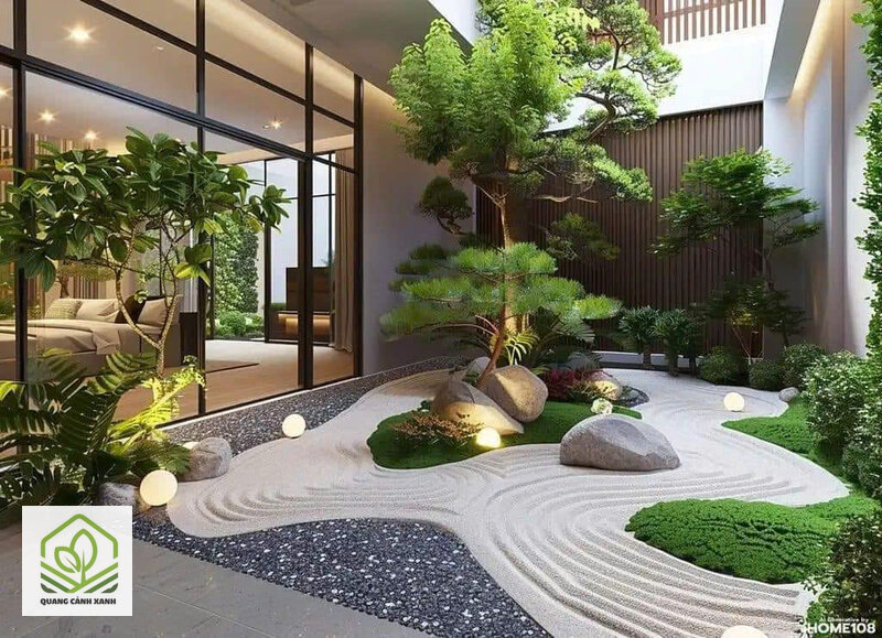 Thiết kế tiểu cảnh giếng trời - Ánh sáng đi từ trên xuống và phần lớn là gián tiếp
